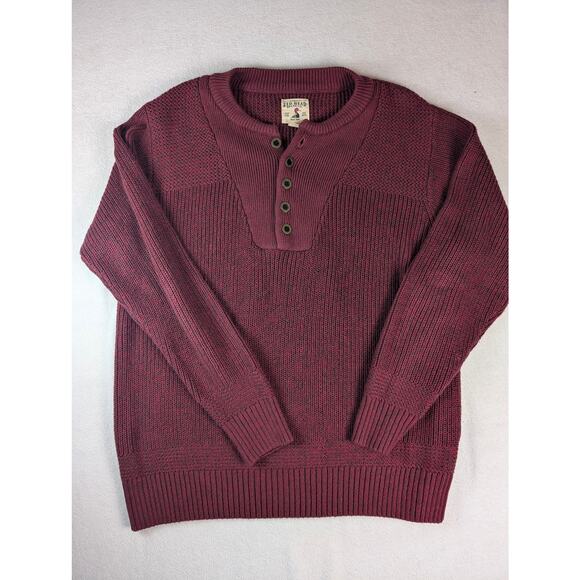 Red Head Brand Sweater Men's Henley Pull Over Cotton  Heather Burgundy Large - Picture 1 of 5